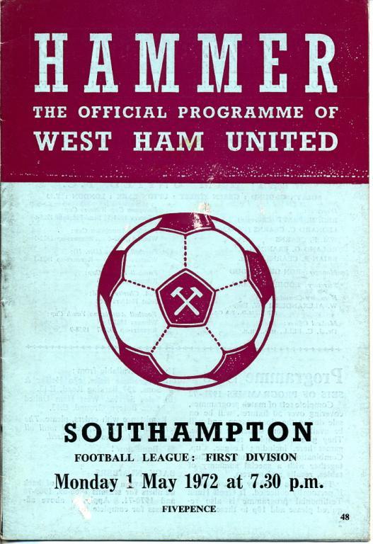 Вест-Хэм Юнайтед - Саутгемптон 01.05.1972