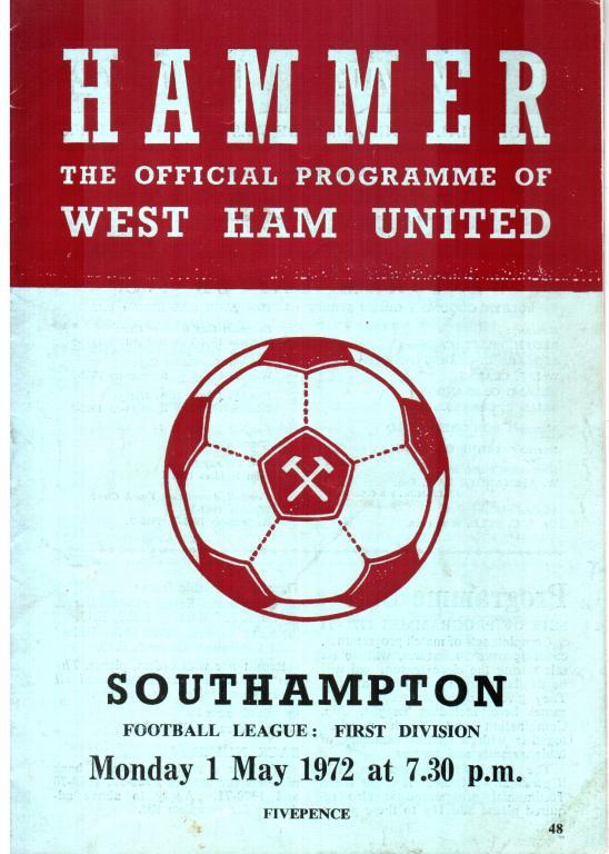 Вест-Хэм Юнайтед - Саутгемптон 01.05.1972г.