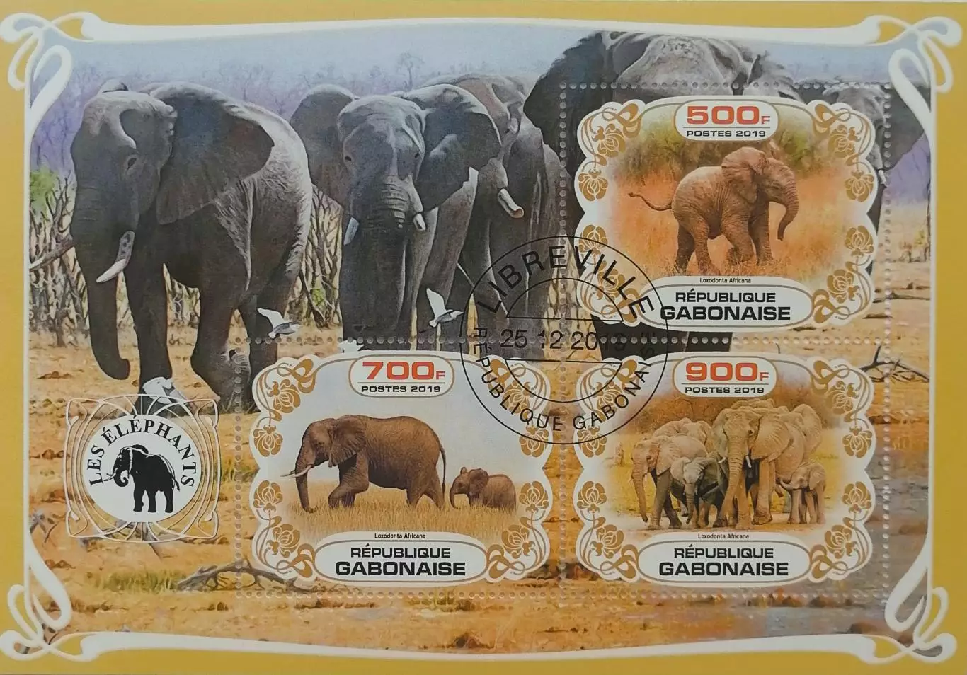 Малый лист. Габон 2019. Фауна. Животные Африки. Слоны.