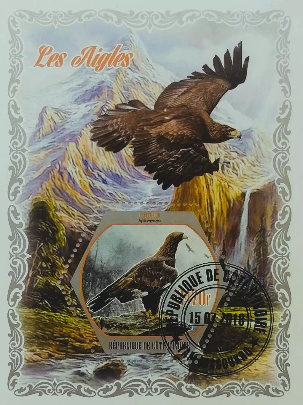 Блок. Кот-д’Ивуар 2018. Фауна. Хищные птицы.