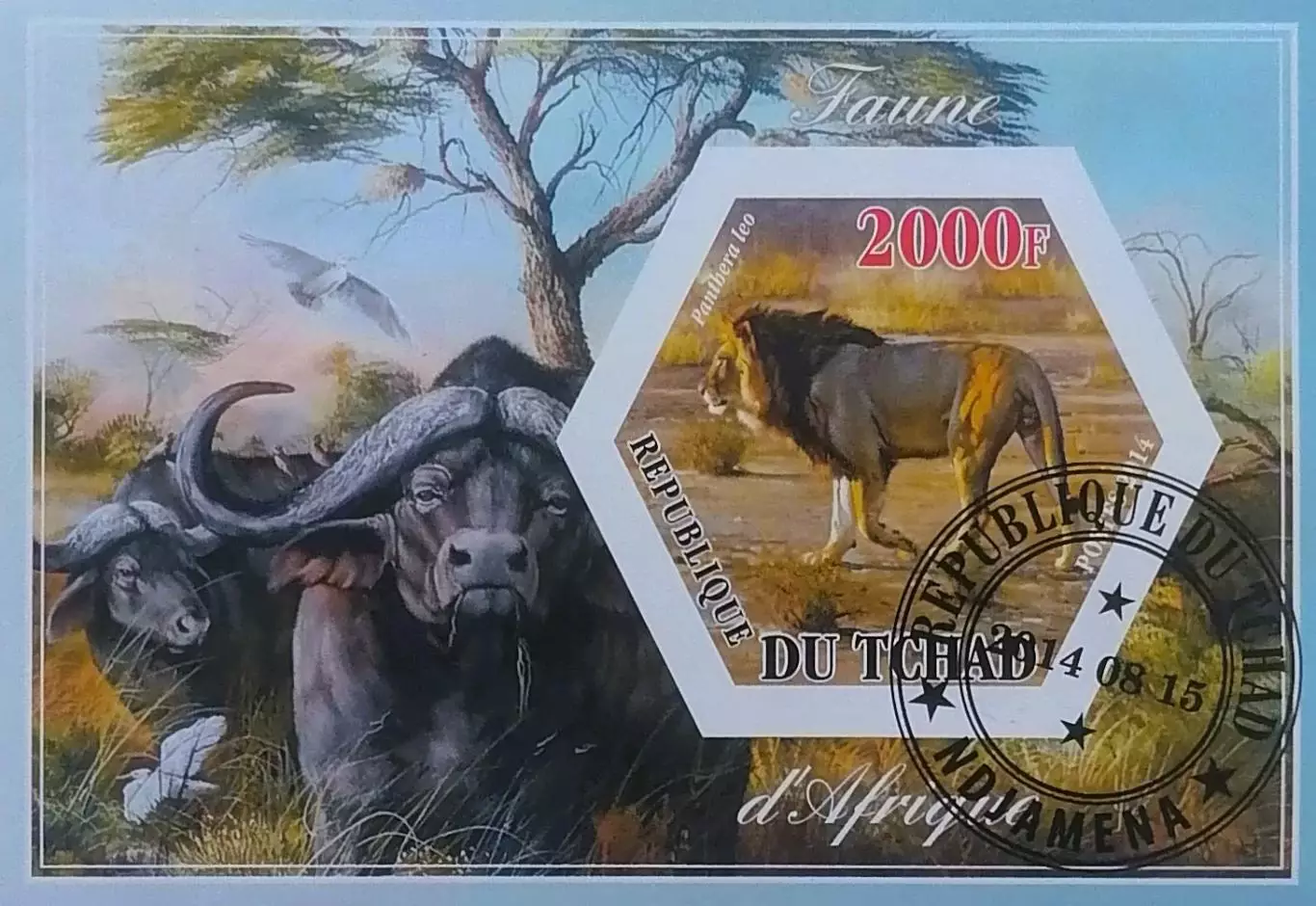 Блок б/з. Малый лист. Чад 2014. Фауна. Дикие животные Африки.