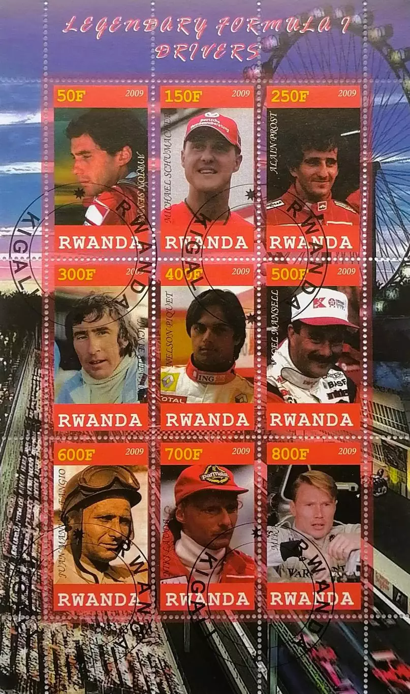 Малый лист. Руанда 2009. Пилоты Формулы - 1.