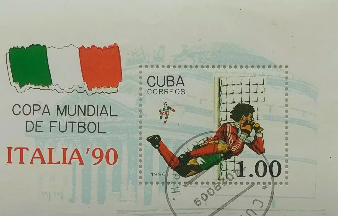 Блок. Куба 1990. Чемпионат мира по футболу. Италия 1990.