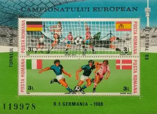 Малый лист. Румыния 1988. Чемпионат Европы по футболу. Германия 1988. (2)