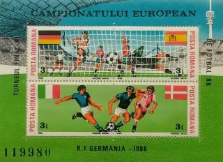 Малый лист. Румыния 1988. Чемпионат Европы по футболу. Германия 1988. (2)