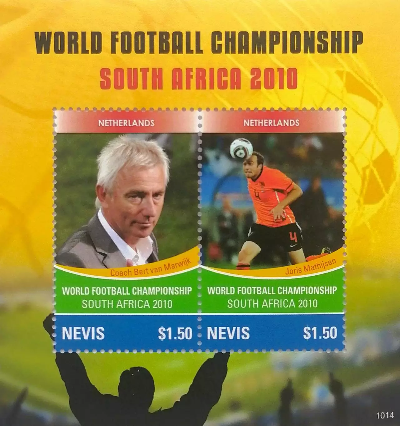 Малый лист. Невис 2010. Чемпионат мира по футболу. ЮАР 2010. Нидерланды.