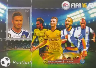 Блок. Сомали 2016. Футбол. Дэвид Бекхэм.