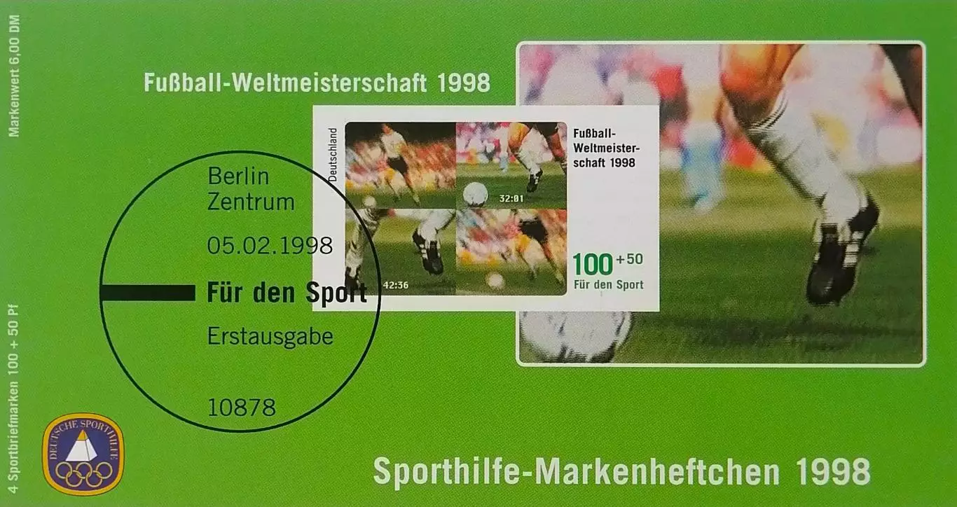 Буклет с марками (Германия). Официальные марки ФИФА. ЧМ по футболу. Франция 1998