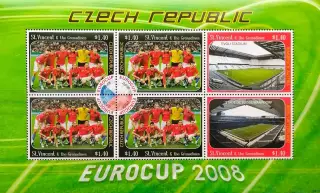 Малый лист. Сент-Винсент и Гренадины 2008. ЧЕ по футболу 2008. Сборная Чехия.