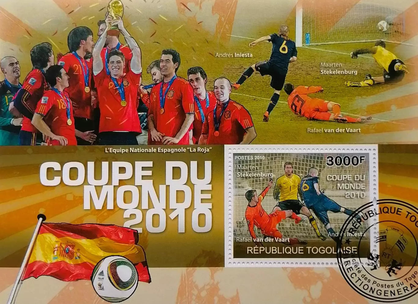 Блок. Того 2010. Чемпионат мира по футболу 2010. Чемпионы мира - сборная Испания