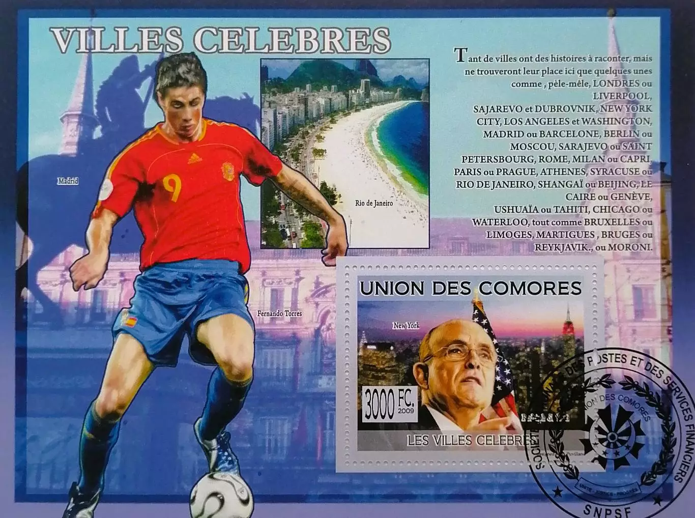 Блок. Коморы 2009. Футбол. Фернандо Торрес.