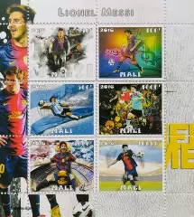 Малый лист. Мали 2016. Футбол. Лионель Месси. (1)