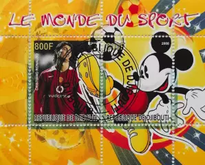 Малый лист. Джибути 2008. Футбол. Роналду. Манчестер Юнайтед.