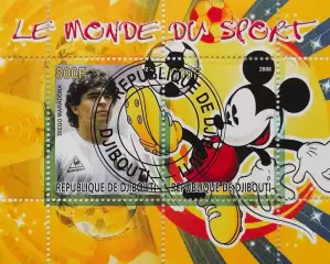 Малый лист. Джибути 2008. Футбол. Диего Марадона.
