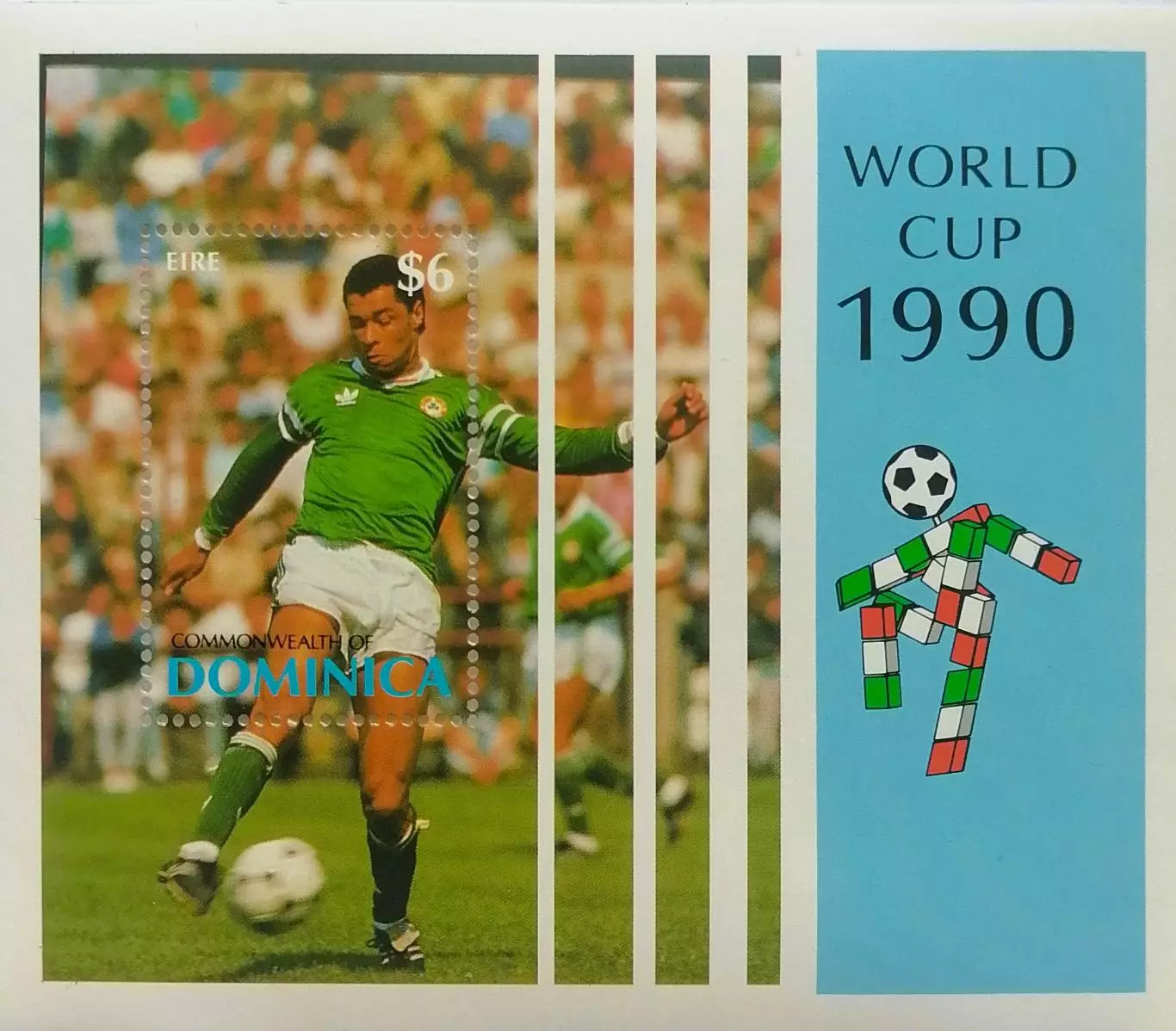 Блок. Доминика 1990. Чемпионат мира по футболу. Италия 1990.