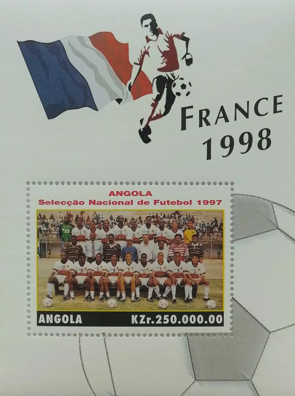Блок. Ангола 1997. Чемпионат мира по футболу. Франция 1998. Сборная Ангола.