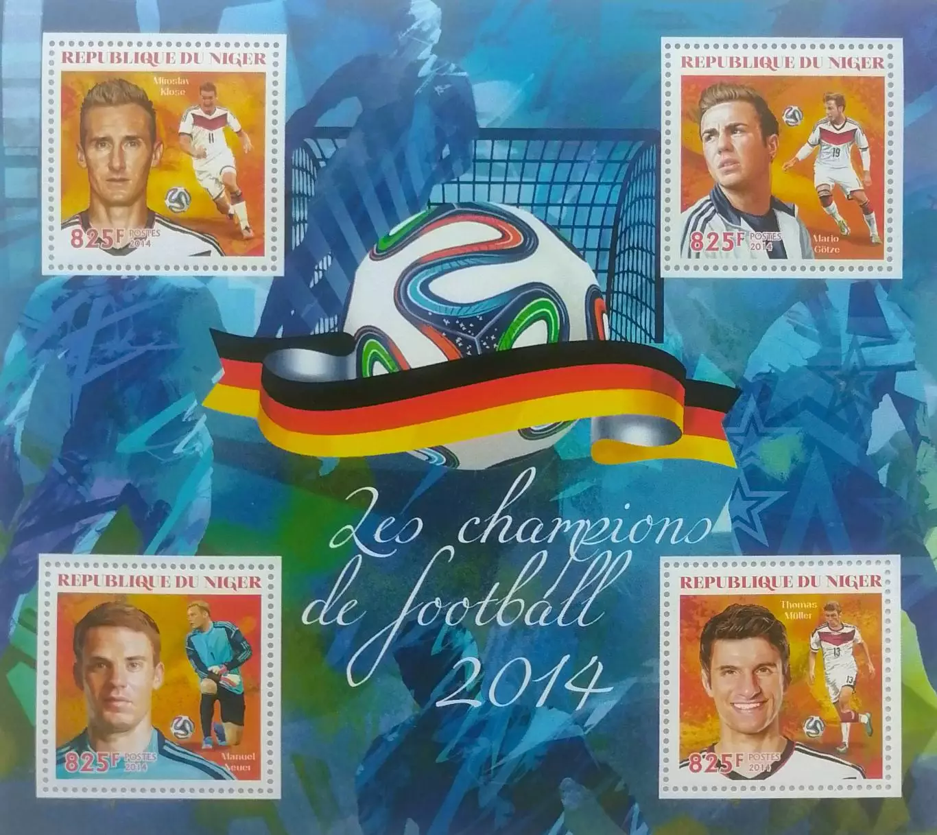 Малый лист. Нигер 2014. ЧМ по футболу Бразилия 2014. Клозе. Гетце. Нойер. Мюллер