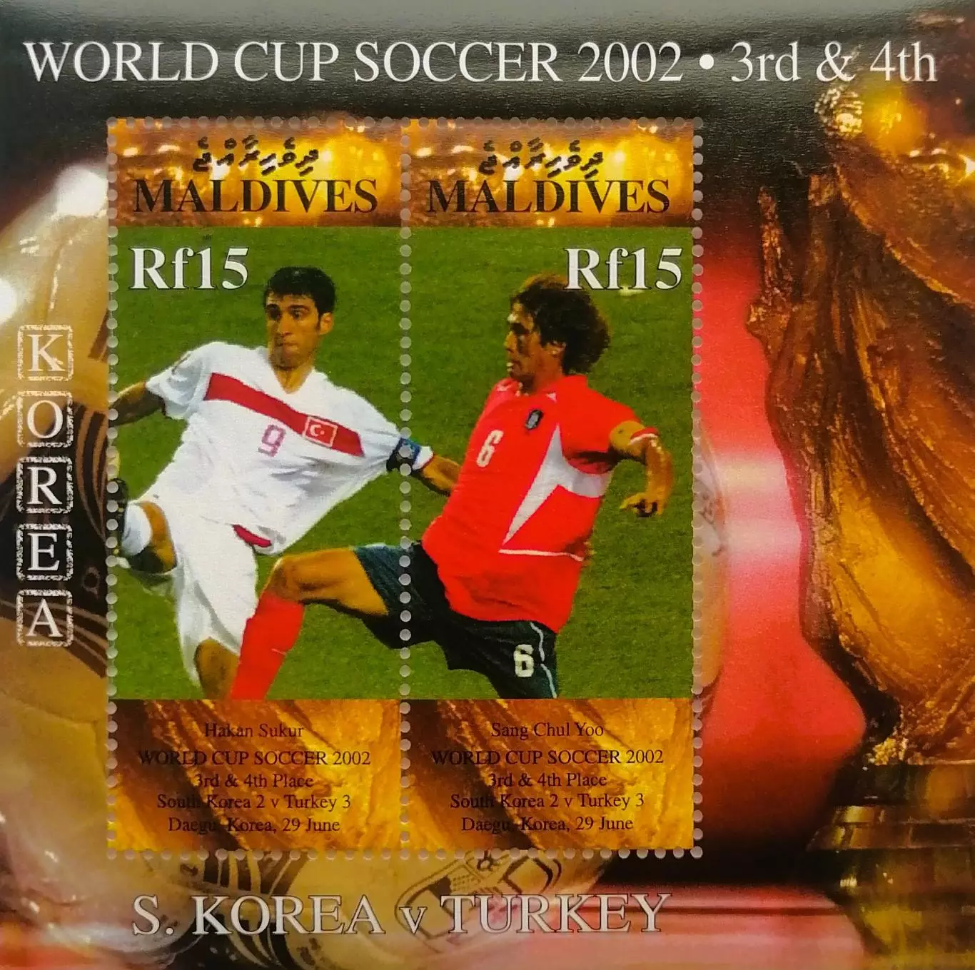 Блок. Мальдивы 2002. Чемпионат мира по футболу. Япония/Южная Корея 2002.