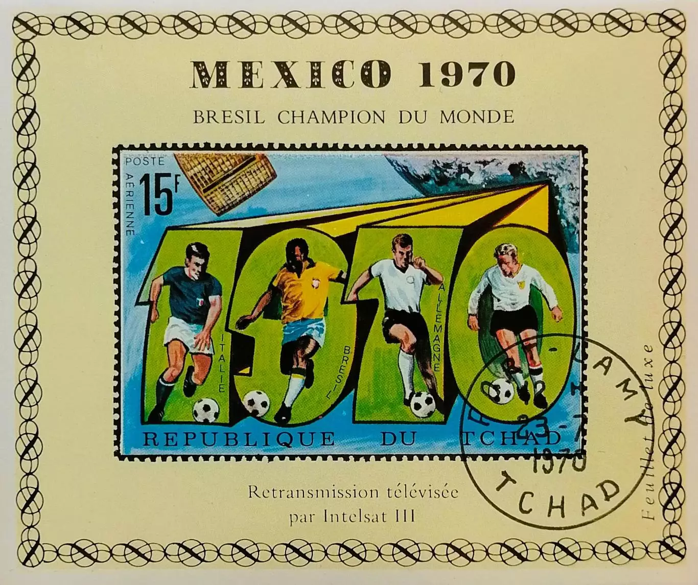 Блок б/з. Чад 1970. Чемпионат мира по футболу. Мексика 1970. (1)