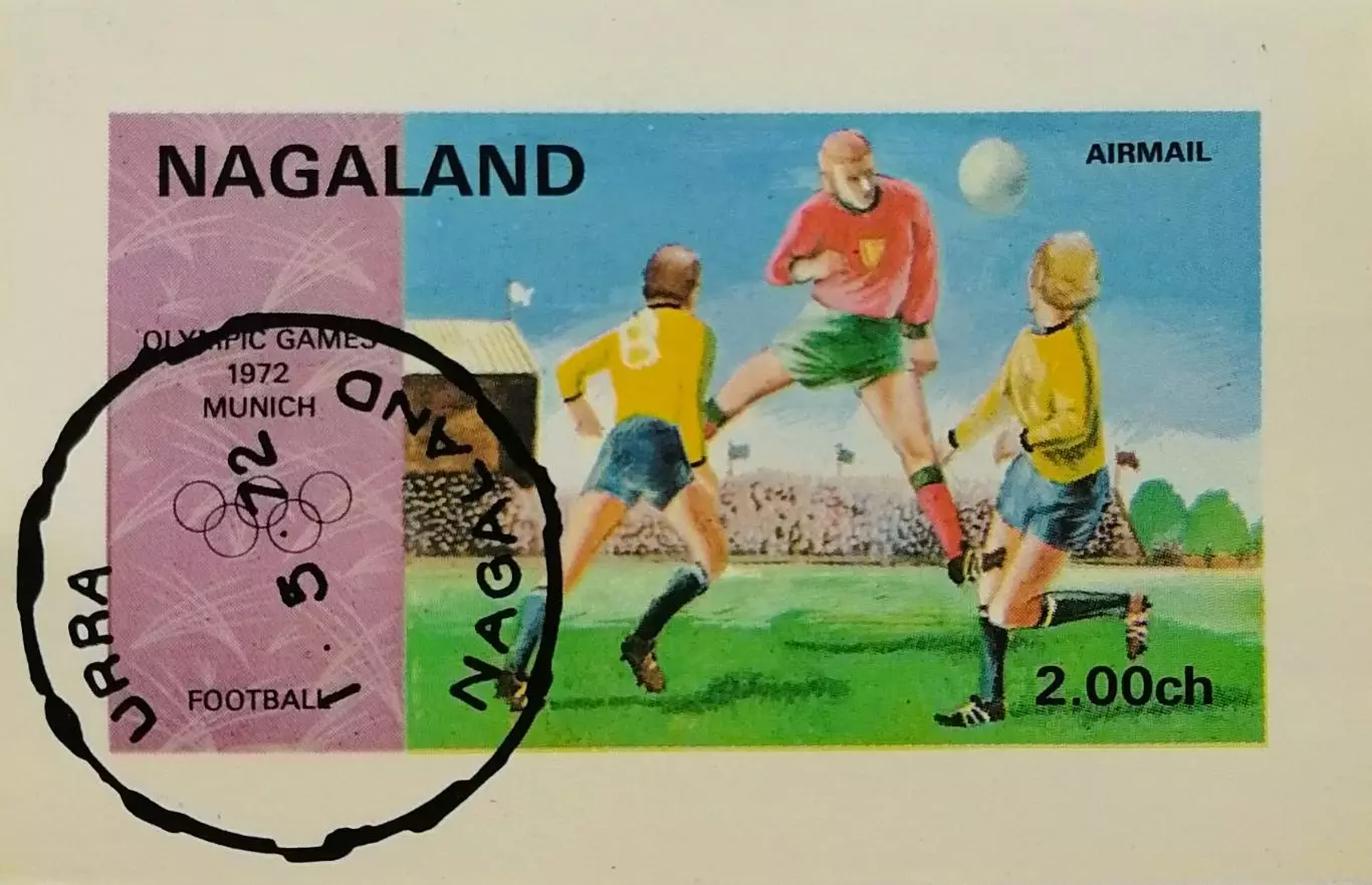 Блок б/з. Нагаленд (Индия) 1972. Летние Олимпийские игры. Мюнхен 1972. Футбол.