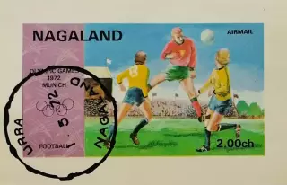 Блок б/з. Нагаленд (Индия) 1972. Летние Олимпийские игры. Мюнхен 1972. Футбол.
