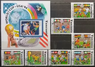 Танзания 1994. Чемпионат мира по футболу. США 1994. 1 блок+7 марок.