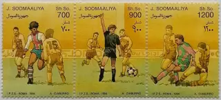 Сомали 1994. Чемпионат мира по футболу. США 1994. Детройт. Сцепка из 3 марок.