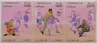 Сомали 1994. Чемпионат мира по футболу. США 1994. Нью-Йорк. Сцепка из 3 марок.