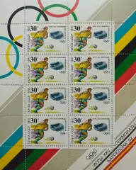 Малый лист. СССР 1991. Летние Олимпийские игры. Барселона 1992. Футбол.