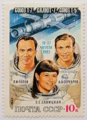 СССР 1983. Полет на орбитальном комплексе Союз Т-7 - Салют-7 - Союз Т-5.