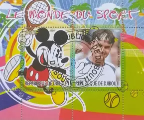 Малый лист. Джибути 2008. Теннис. Роджер Федерер.