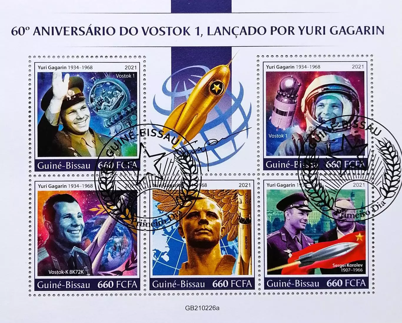 Малый лист. Гвинея-Бисау 2021. Космос. Ю.Гагарин.