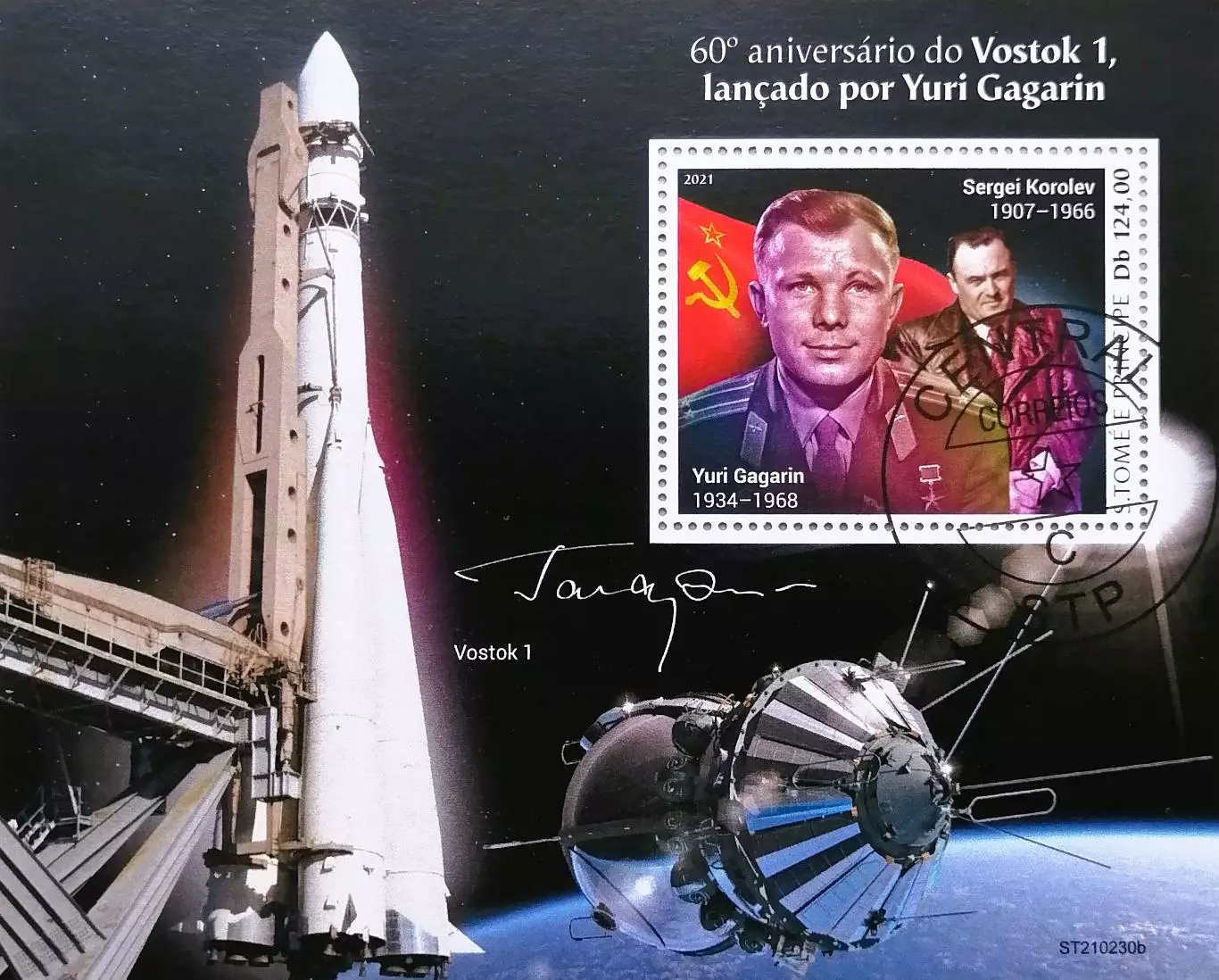 Блок. Сан-Томе и Принсипи 2021. Космос. Ю.Гагарин. С.Королев.