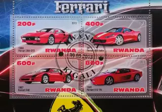 Малый лист. Руанда 2013. Автомобили. Феррари. (2)