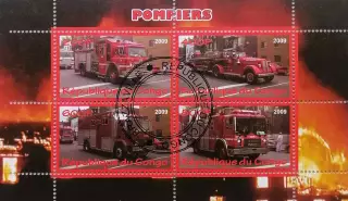 Малый лист. Конго 2009. Пожарные машины.