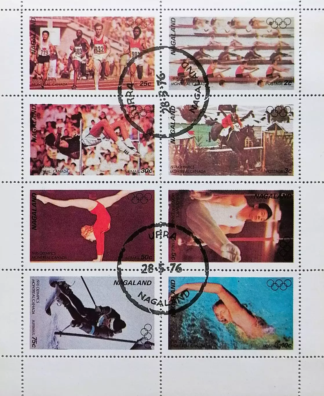 Малый лист. Нагаленд (Индия) 1976. Олимпийские игры.