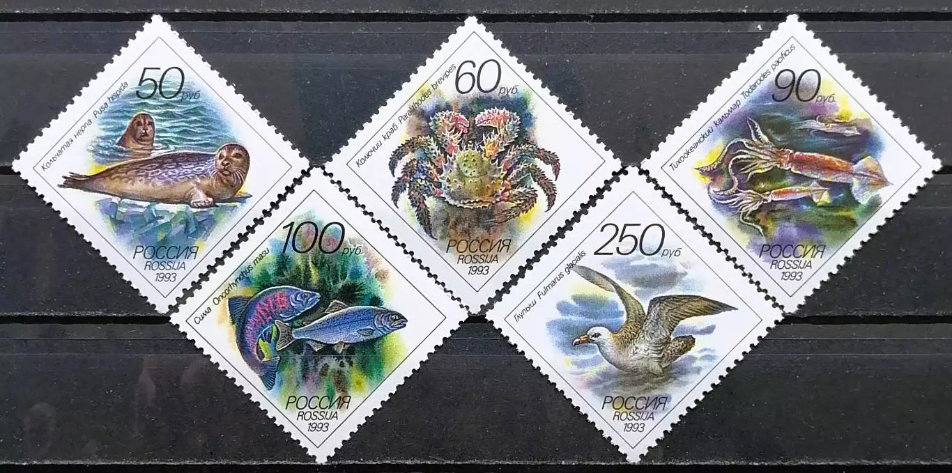 Россия 1993. Животные морей Тихоокеанского региона.