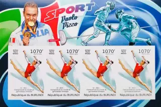 Малый лист б/з. Бурунди 2012. Чемпионка мира Джордин Уибер. Спорт. гимнастика.