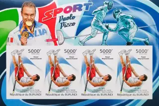 Малый лист б/з. Бурунди 2012. Чемпион мира Павел Войцеховский. Легкая атлетика.