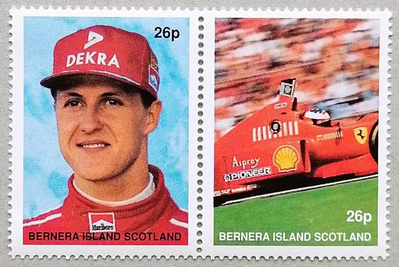 Шотландия 1997. Формула - 1. Михаэль Шумахер. Феррари. Сцепка 2 марок.