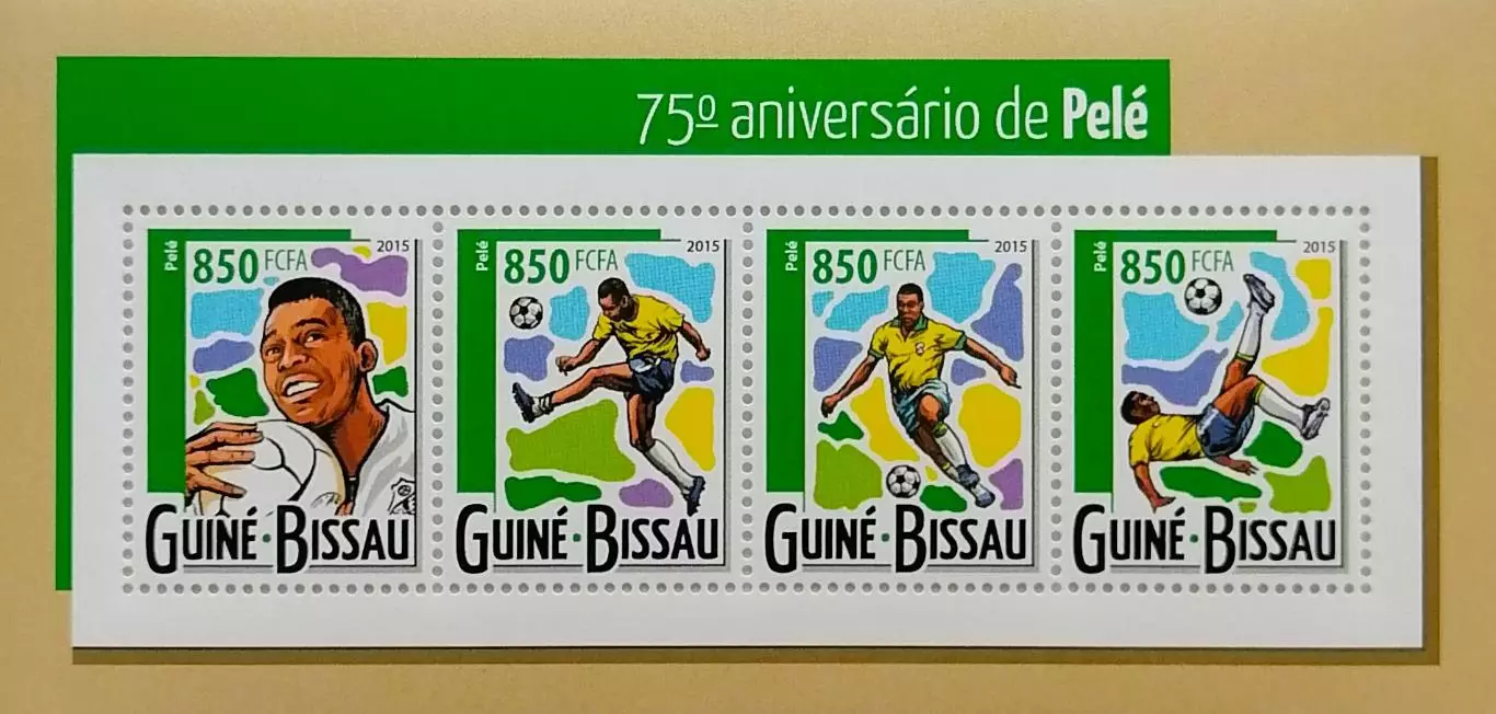 Малый лист. Гвинея-Бисау 2015. Футбол. Пеле.