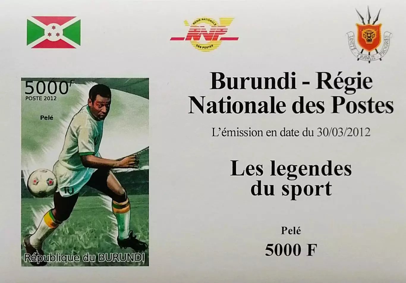 Люкс-блок б/з. Бурунди 2012. Футбол. Пеле.