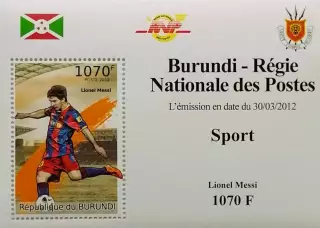 Люкс-блок. Бурунди 2012. Футбол. Лионель Месси.