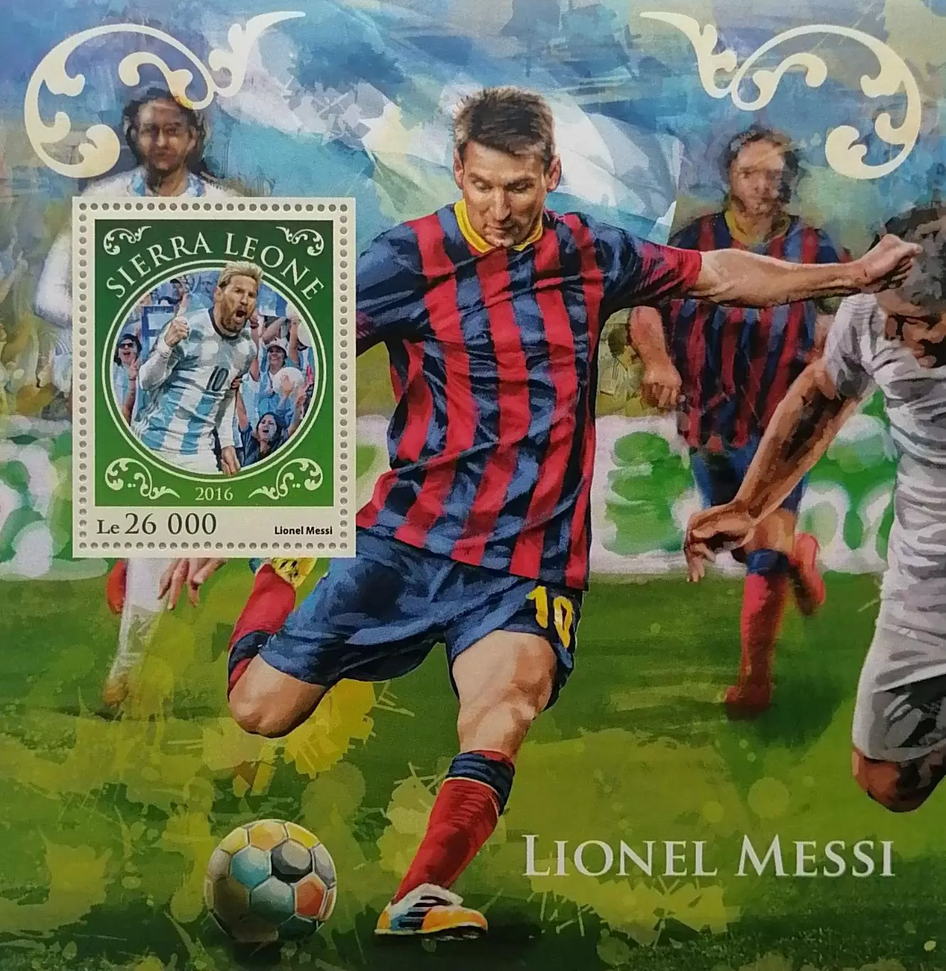 Блок. Сьерра-Леоне 2016. Футбол. Лионель Месси.