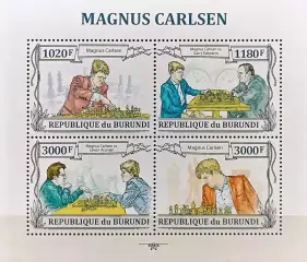 Малый лист. Бурунди 2013. Шахматы. Магнус Карлсен.