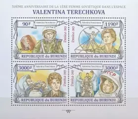 Малый лист. Бурунди 2013. Космос. В.Терешкова.