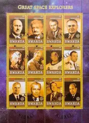 Малый лист. Руанда 2009. Космос. Выдающиеся люди. Ю.Гагарин, С.Королев...
