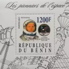 Блок. Бенин 2015. Космос. Н.Амстронг.