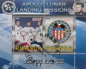 Малый лист. Руанда 2009. Космос. Аполлон 16.