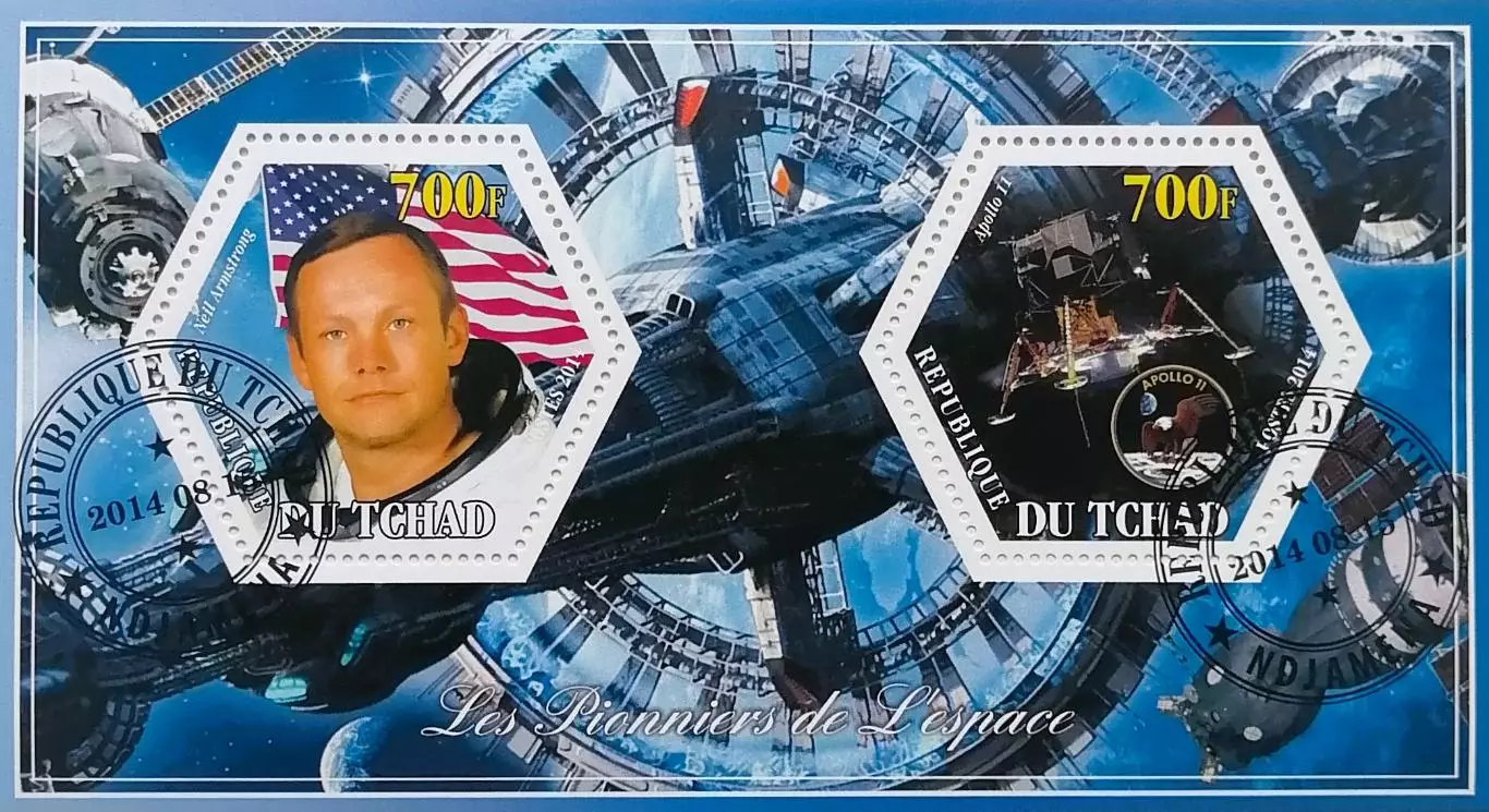 Малый лист. Чад 2014. Космос. Н.Армстронг.